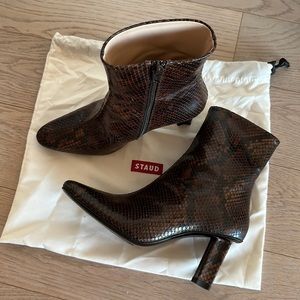 Staud faux snakeskin ankle boots